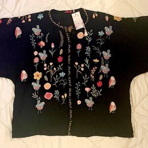 Johnny Was Roylane Embroidered Blouse